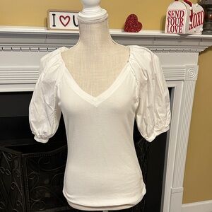 Elegant White Puff Sleeve Top